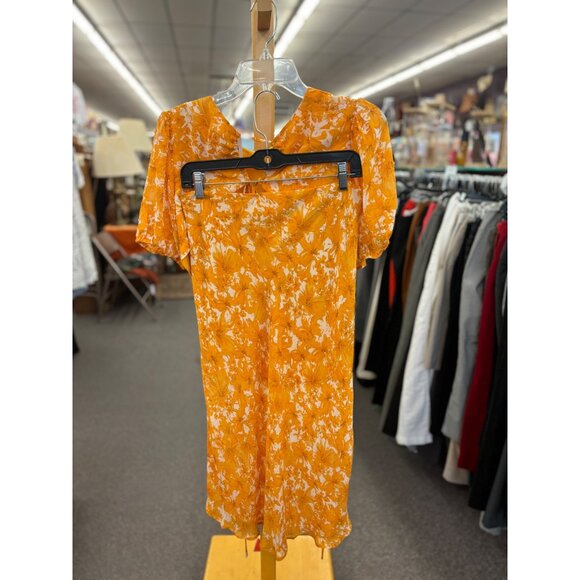 Le Lis Collection Womens Orange & White Floral Crop Top And Skirt Set Size L - Picture 2 of 4